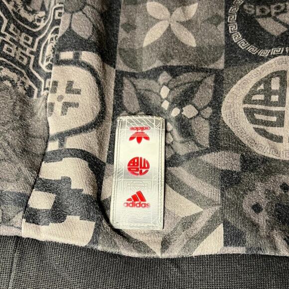 Adidas Mens CNY Allover Print Hoodie Chinese New Year Medium Gray AOP Activewear - Picture 7 of 11